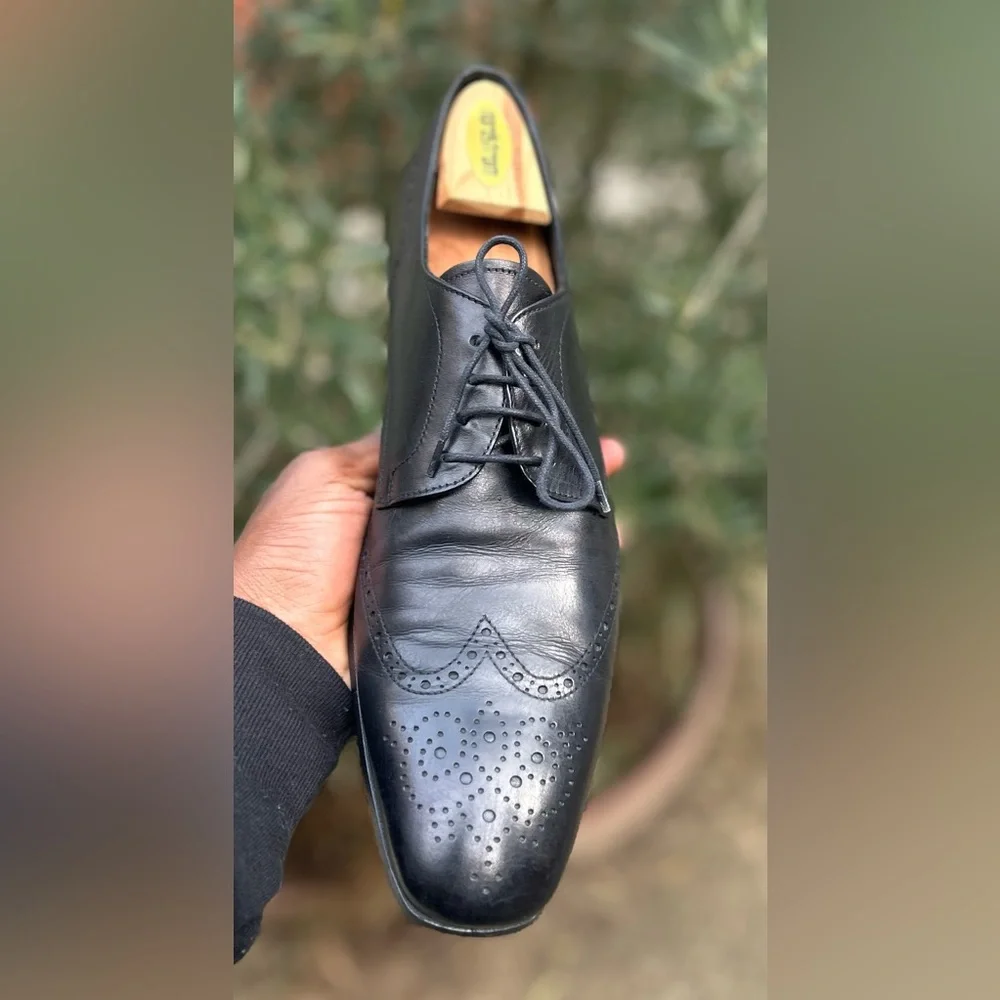 Prada Italy Made 💯 Leather Wingtip Oxfords Sz 10 🇺🇸 9.5 🇬🇧 - Picture 5 of 10